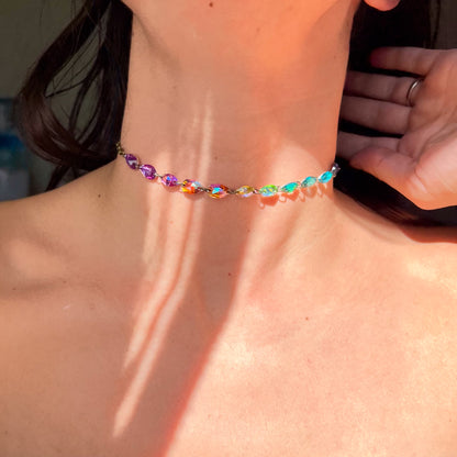 Choker Necklace in Electric Waves