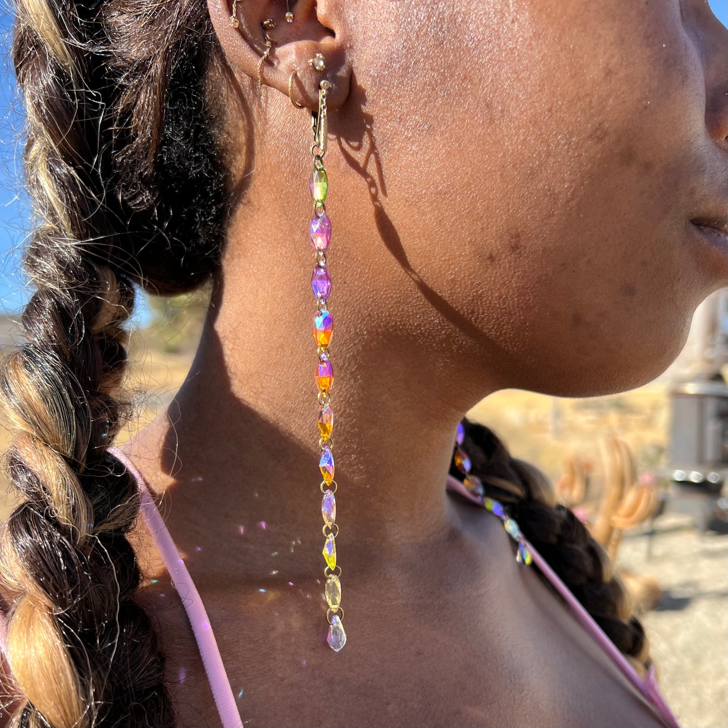 Long Earrings in Celestial Canopy