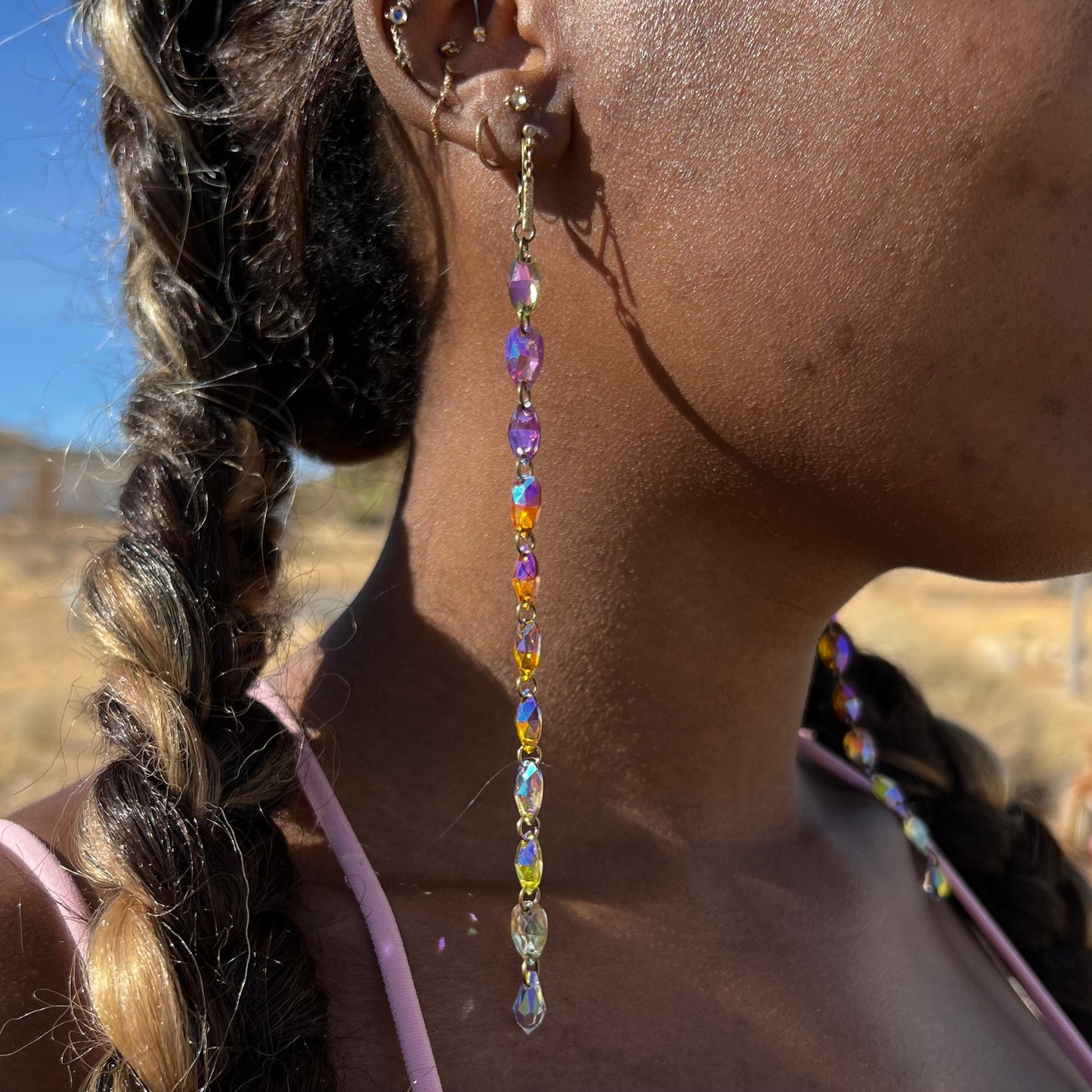 Long Earrings in Celestial Canopy