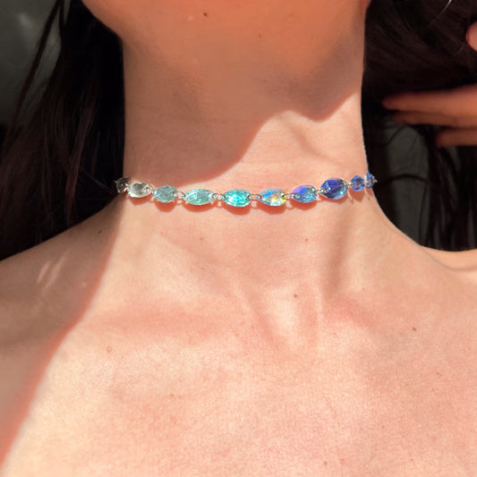 Choker Necklace in Blue Skies