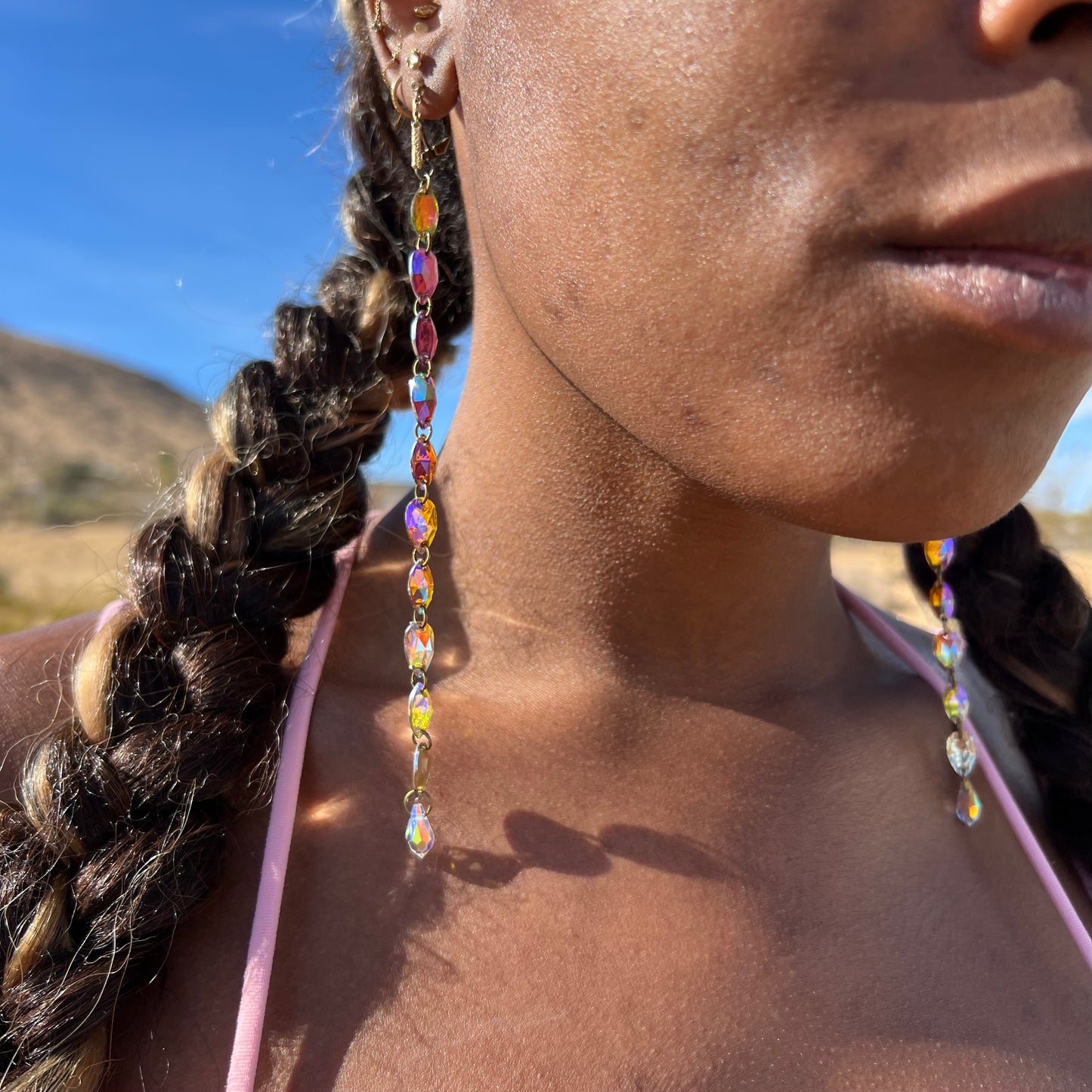 Long Earrings in Celestial Canopy