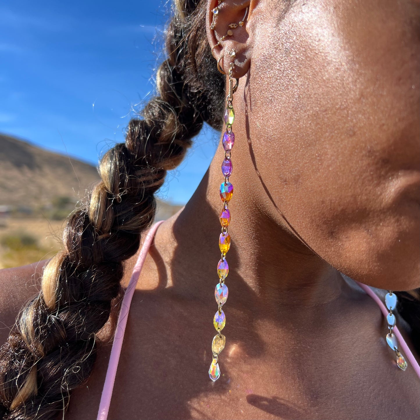 Long Earrings in Celestial Canopy