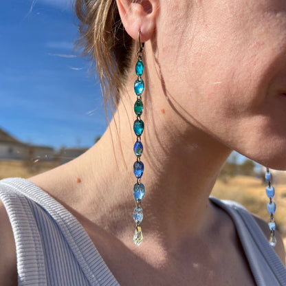 Long Earrings in Blue Skies