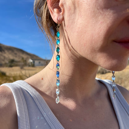 Long Earrings in Blue Skies