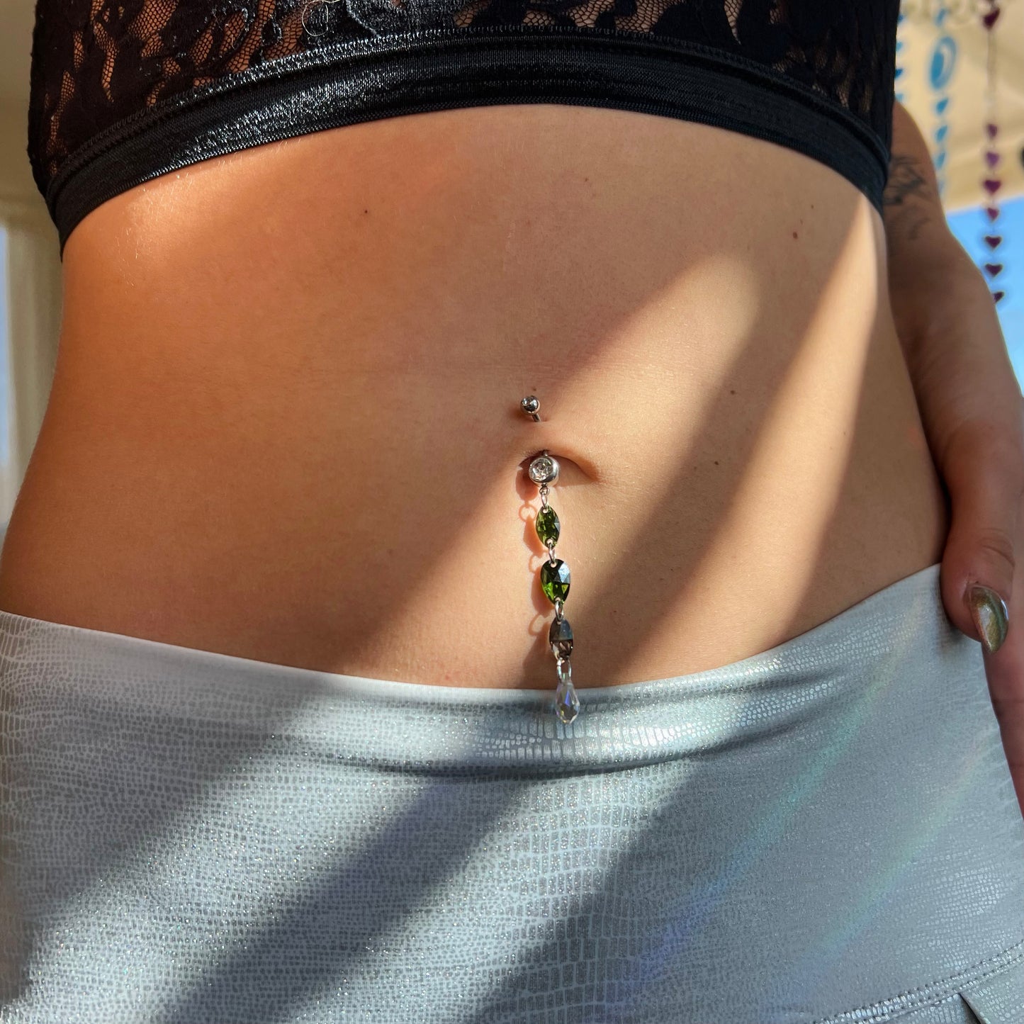 Shadowbloom Belly Ring in Silver Stainless Steel