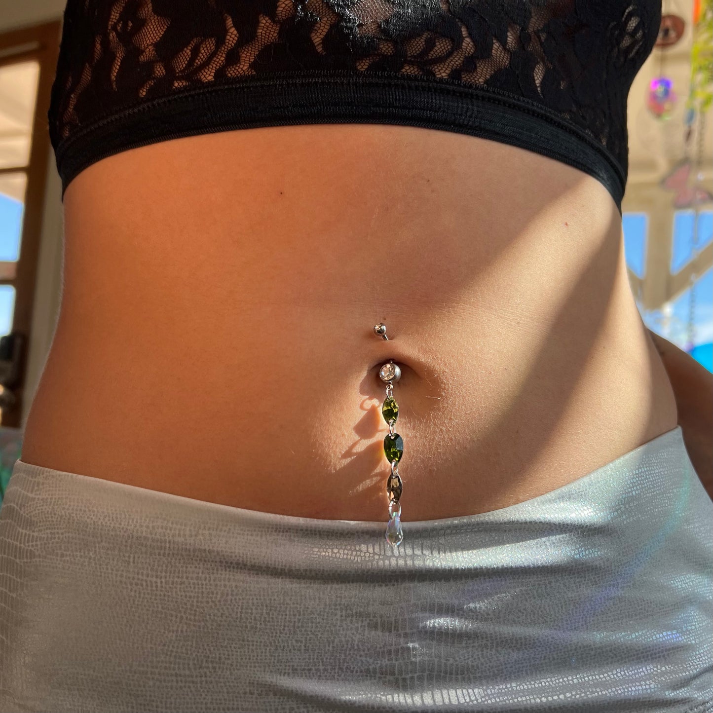 Shadowbloom Belly Ring in Silver Stainless Steel