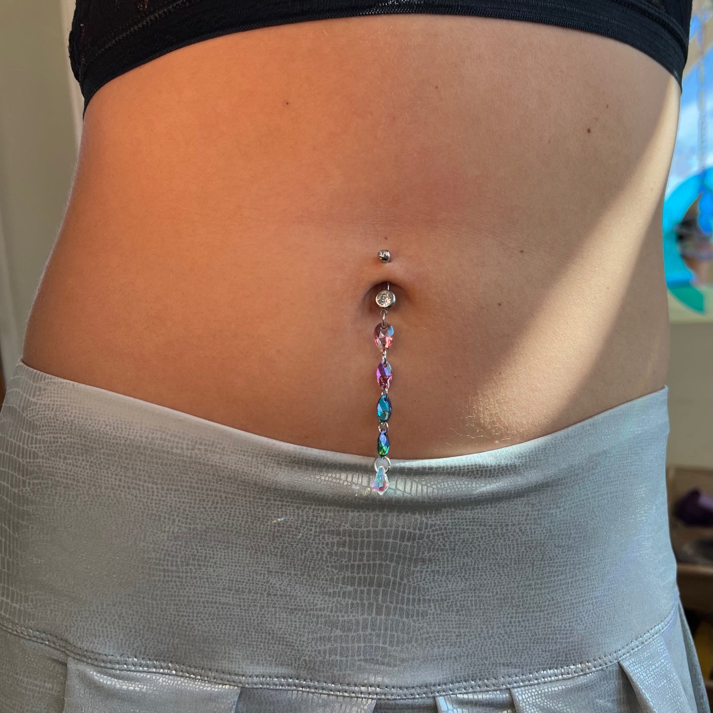 Frostlight Belly Ring in Silver Stainless Steel