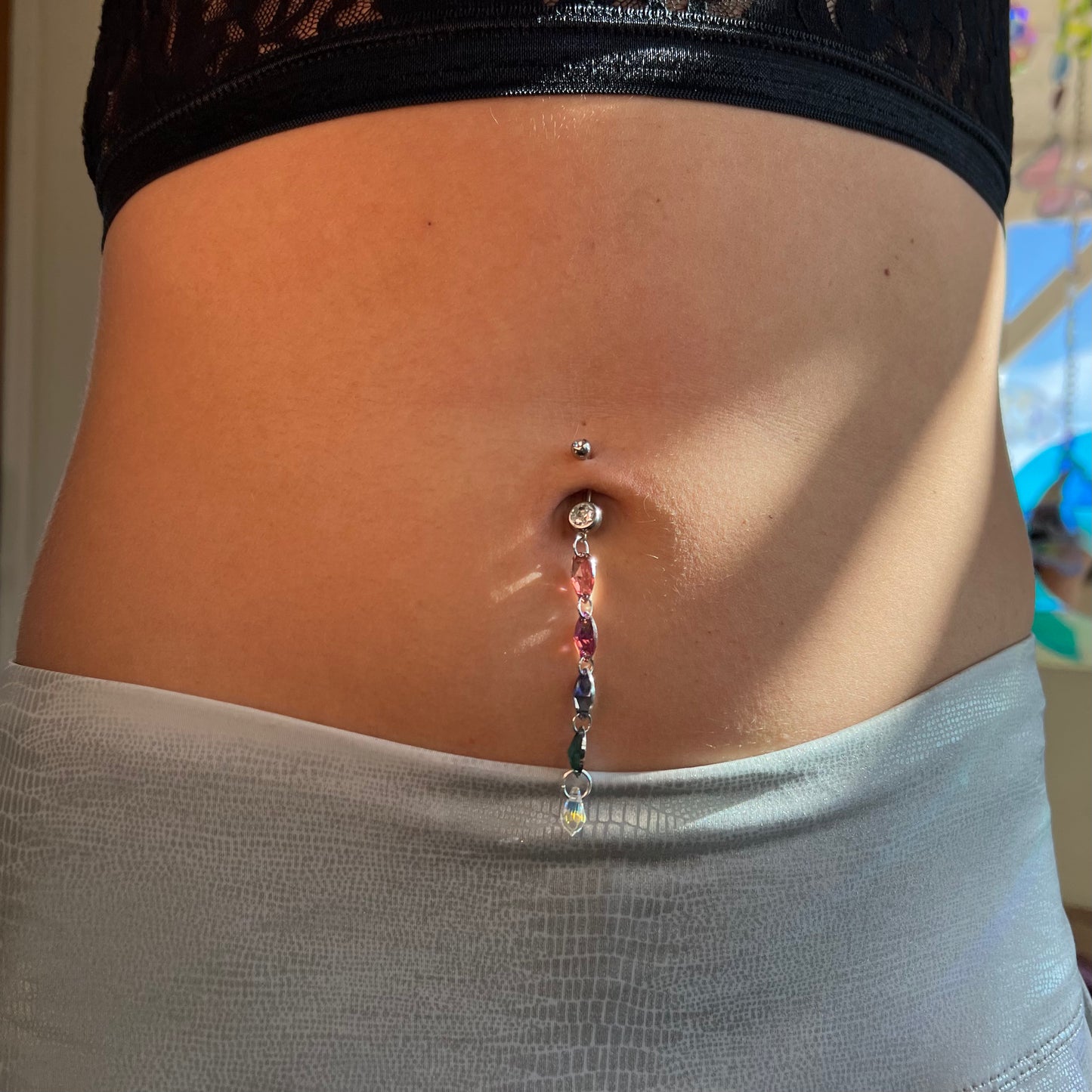 Frostlight Belly Ring in Silver Stainless Steel