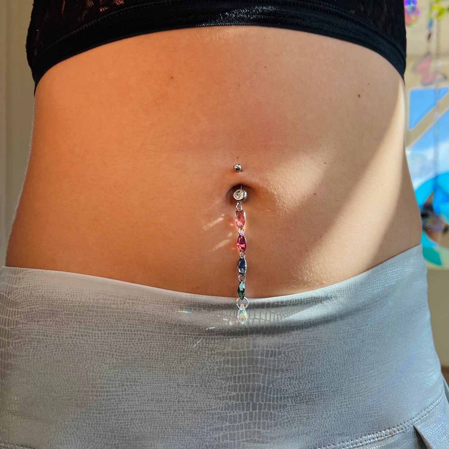 Frostlight Belly Ring in Silver Stainless Steel