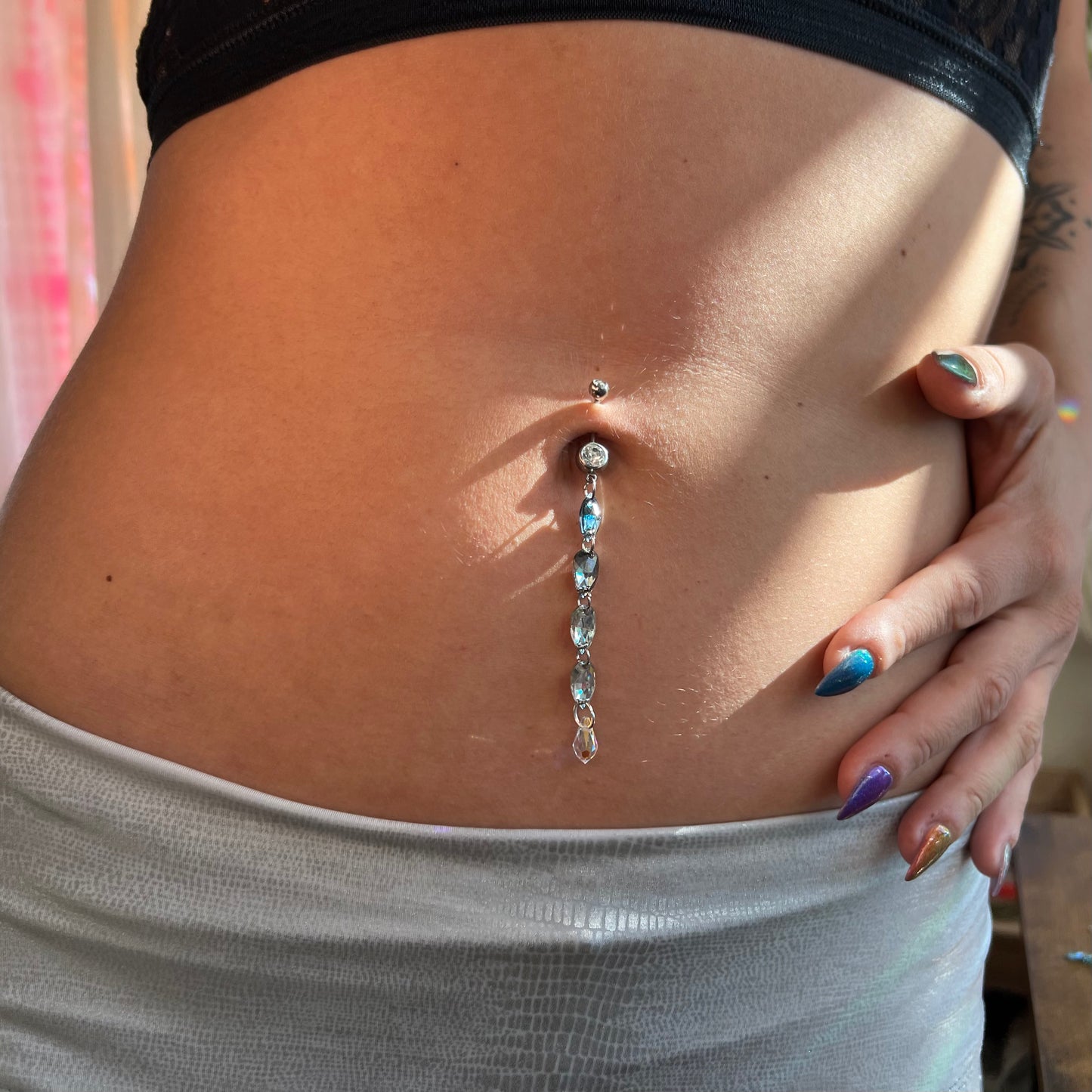 Faedrop Belly Ring in Silver Stainless Steel