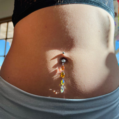 Cosmic Sun Belly Ring in Silver Stainless Steel