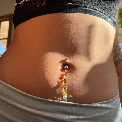 Cosmic Sun Belly Ring in Silver Stainless Steel