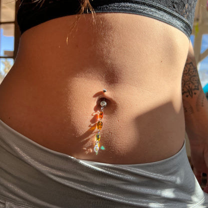 Cosmic Sun Belly Ring in Silver Stainless Steel