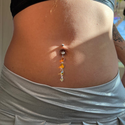 Cosmic Sun Belly Ring in Silver Stainless Steel