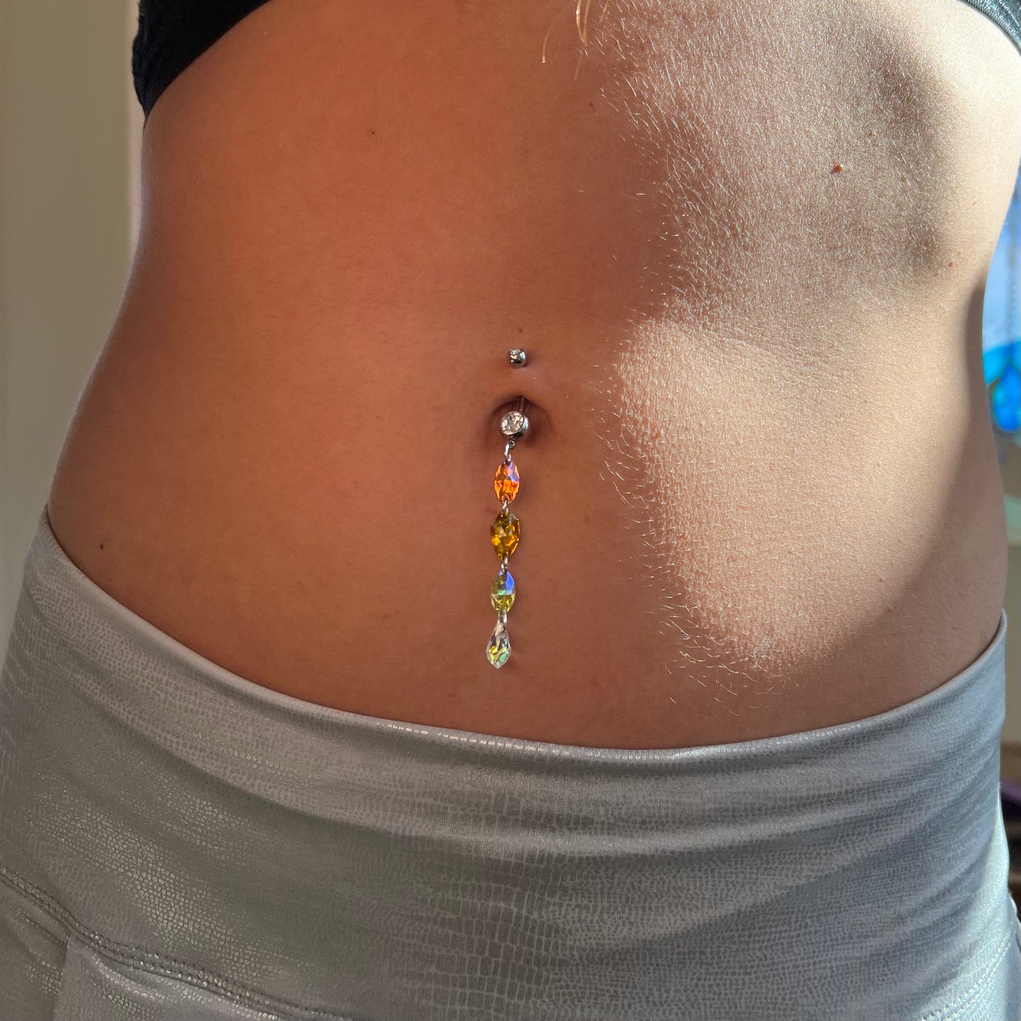 Cosmic Sun Belly Ring in Silver Stainless Steel