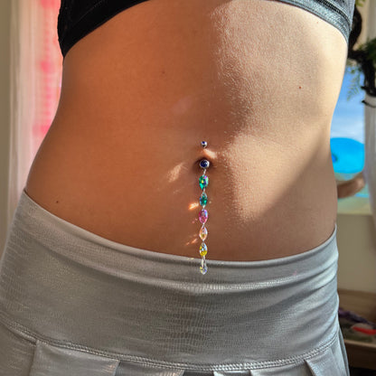 Sunset Spark Belly Ring in Silver Stainless Steel