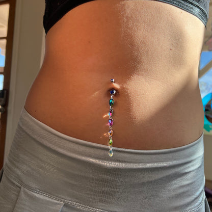 Sunset Spark Belly Ring in Silver Stainless Steel