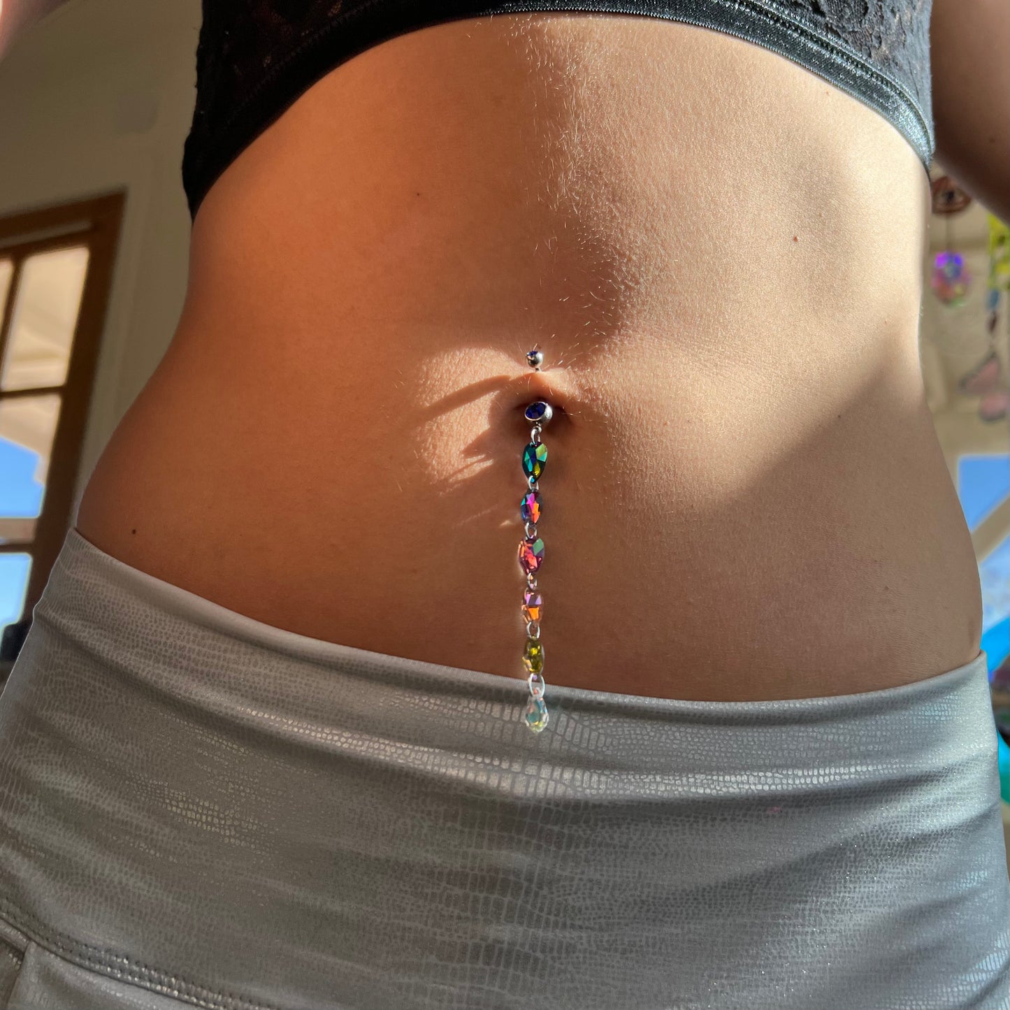 Sunset Spark Belly Ring in Silver Stainless Steel