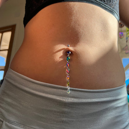 Sunset Spark Belly Ring in Silver Stainless Steel