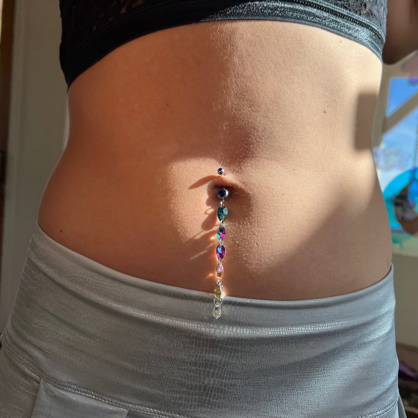 Sunset Spark Belly Ring in Silver Stainless Steel