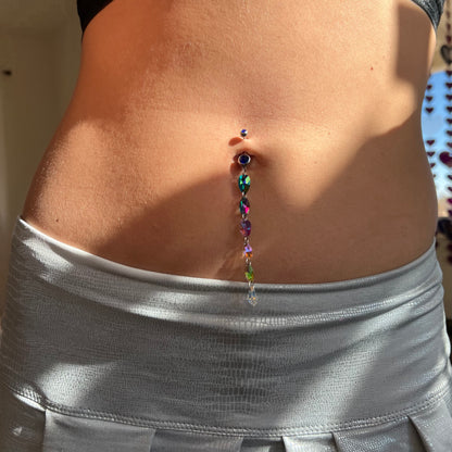 Sunset Spark Belly Ring in Silver Stainless Steel