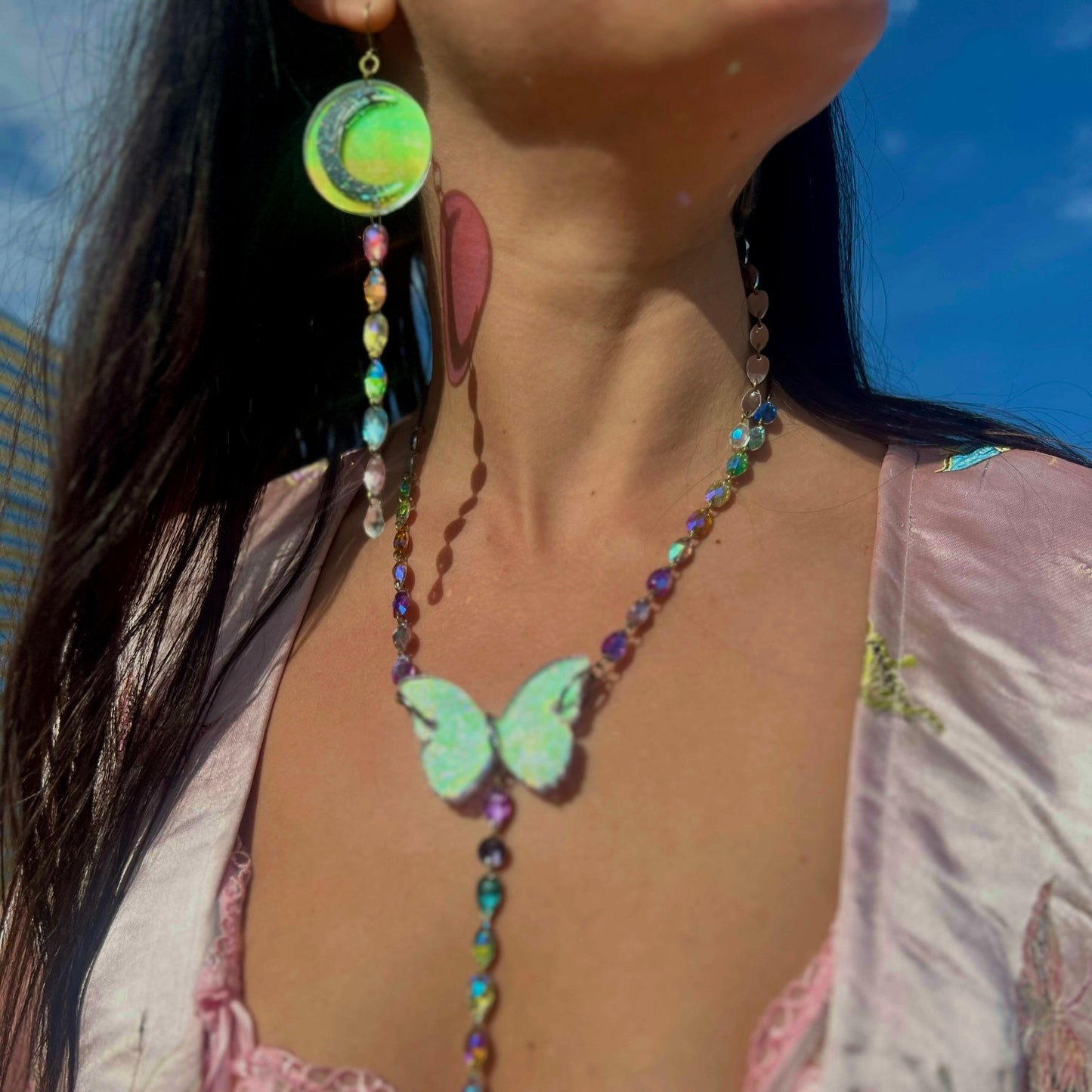 Marina Fini x Seeds of Life Rosary Necklace in Rainbow Butterfly