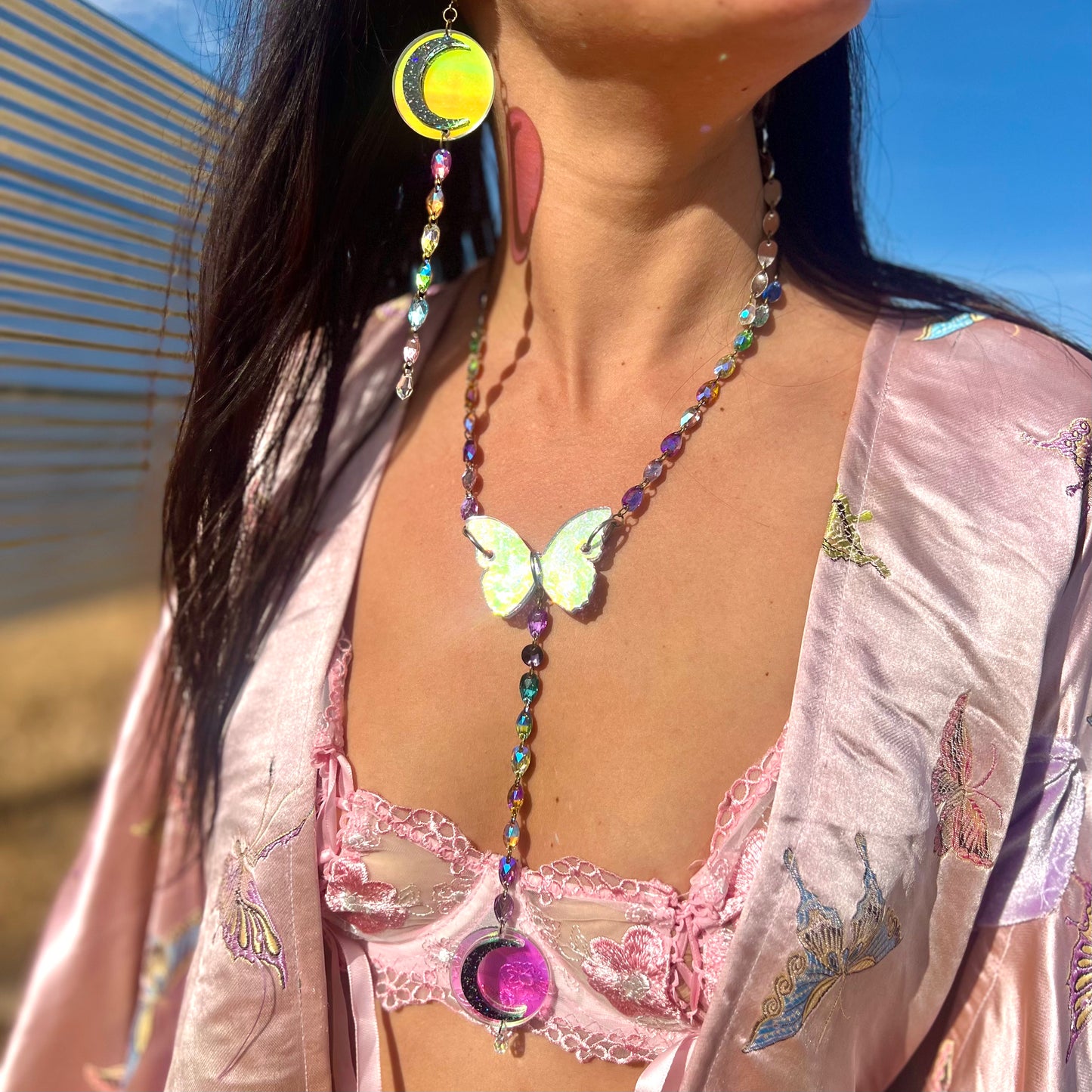 Marina Fini x Seeds of Life Rosary Necklace in Rainbow Butterfly