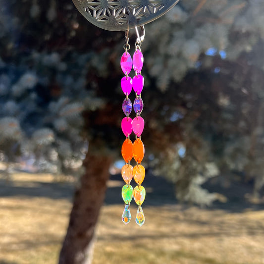 Neon Sunset Earrings (one of a kind)