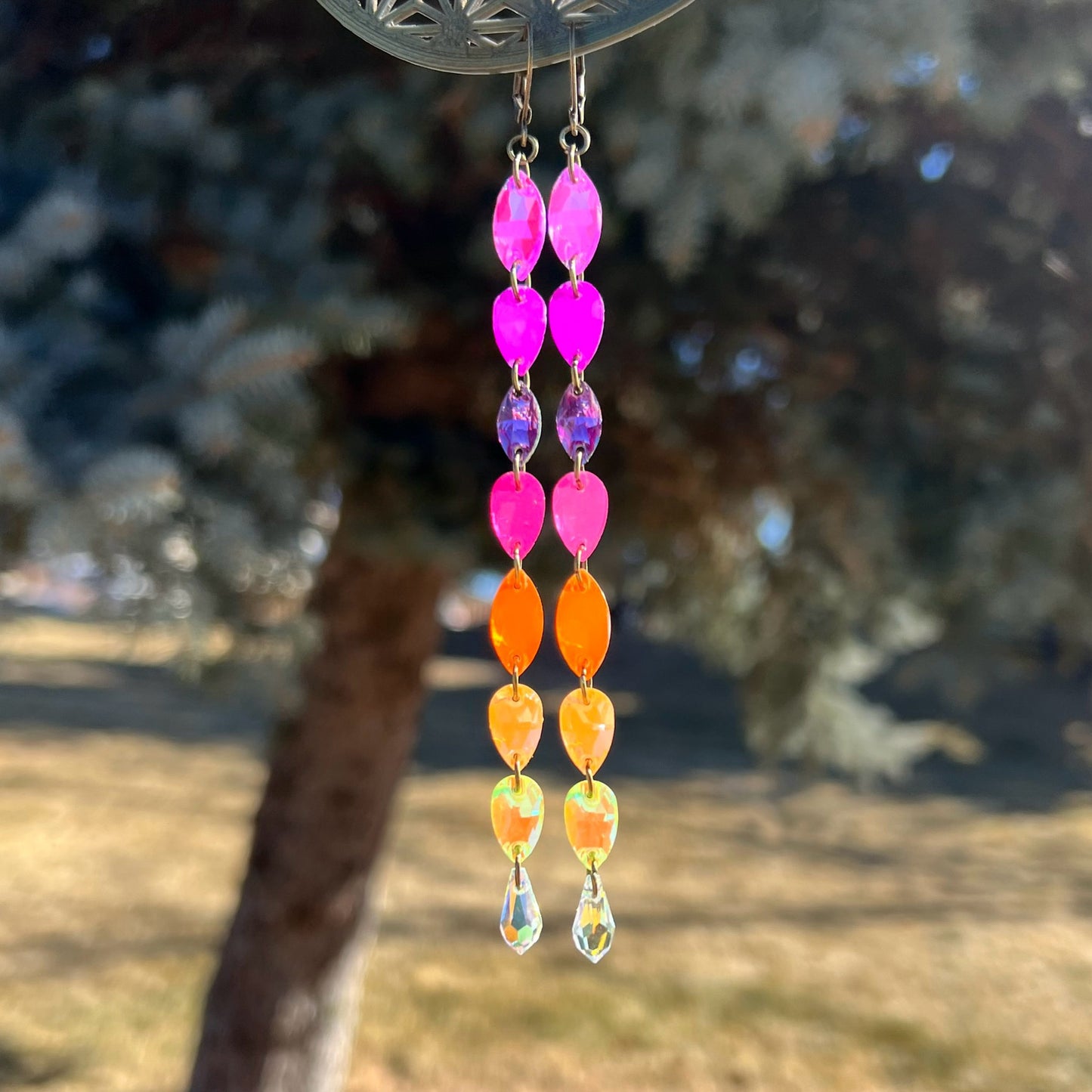 Neon Sunset Earrings (one of a kind)