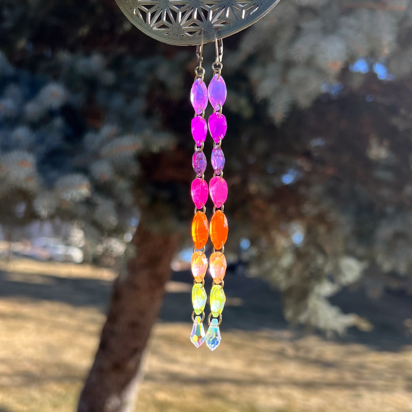 Neon Sunset Earrings (one of a kind)